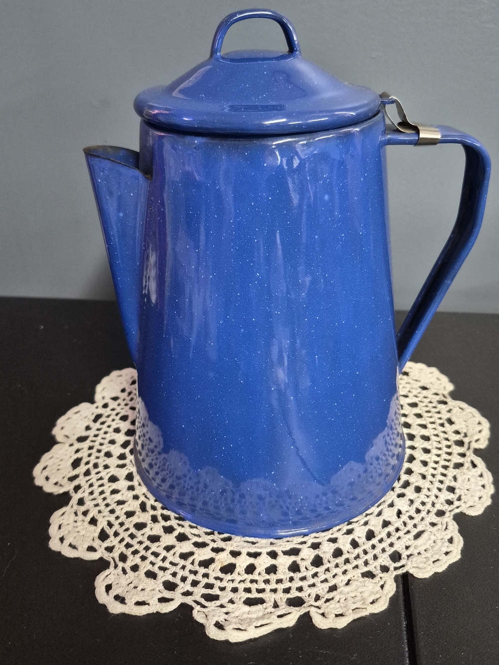 Blue Enamel Coffee Pot
